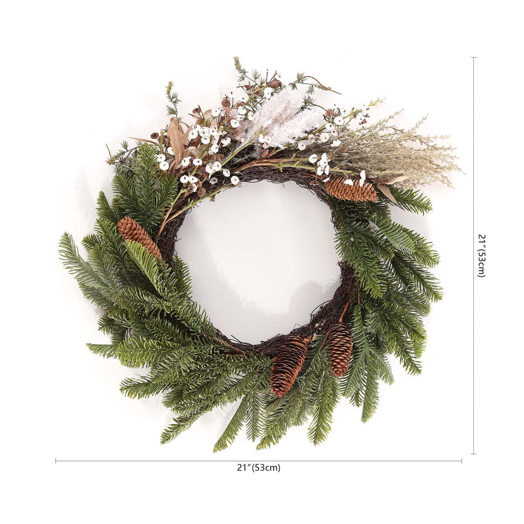 Safavieh Faux 21 Pine & Olive Leaf Wreath , FXP1095 - Green / White