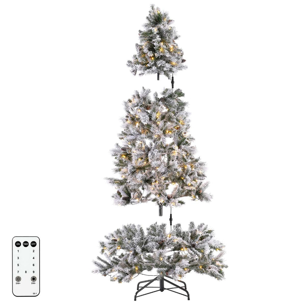 Safavieh 7.5 Ft Pre-Lit Artificial Christmas Tree, FXP2016 - White / Green