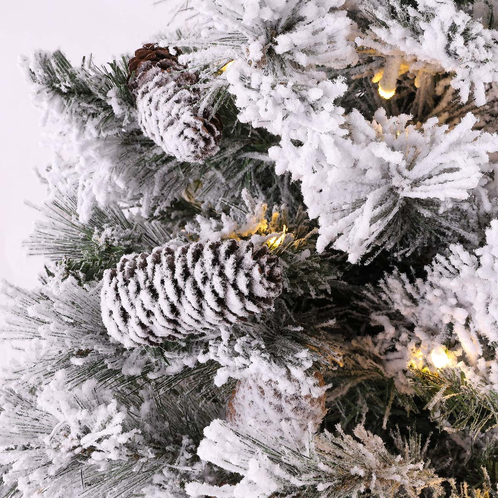 Safavieh 7.5 Ft Pre-Lit Artificial Christmas Tree, FXP2016 - White / Green