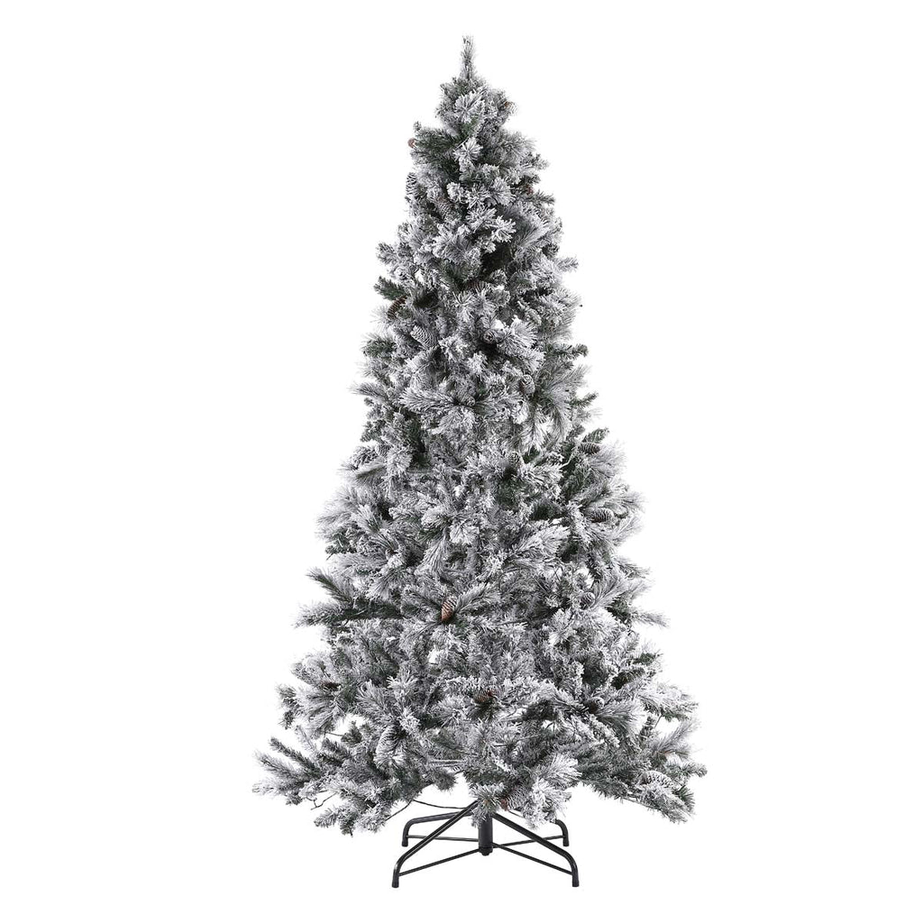 Safavieh 7.5 Ft Pre-Lit Artificial Christmas Tree, FXP2016 - White / Green