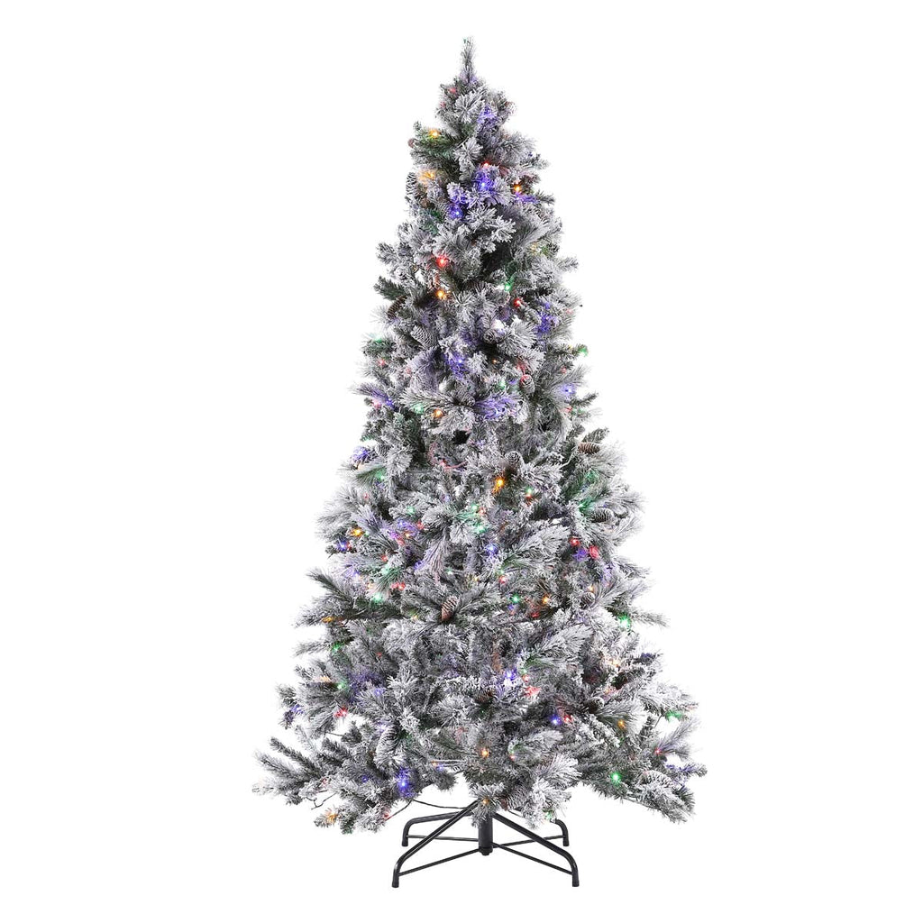 Safavieh 7.5 Ft Pre-Lit Artificial Christmas Tree, FXP2016 - White / Green