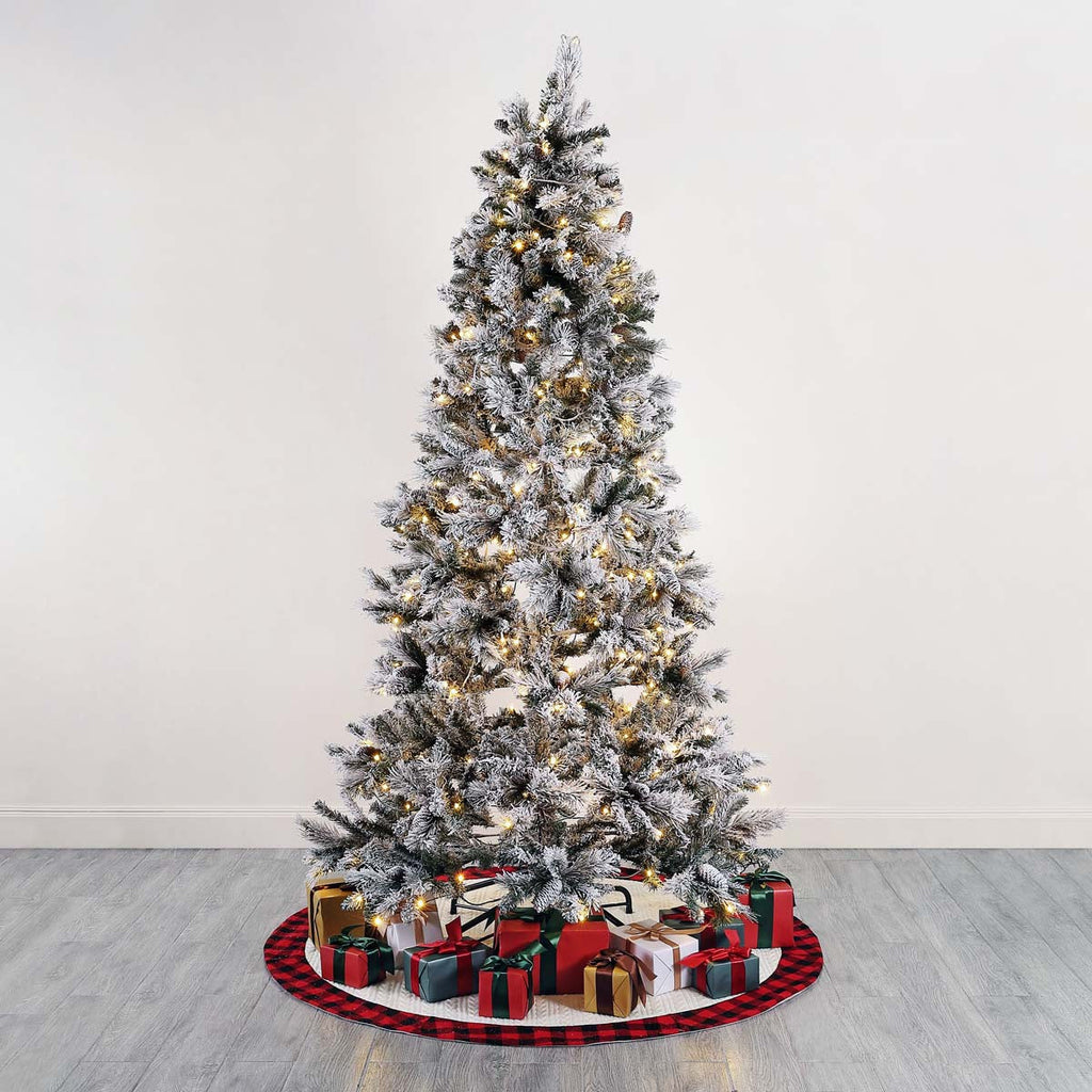 Safavieh 7.5 Ft Pre-Lit Artificial Christmas Tree, FXP2016 - White / Green