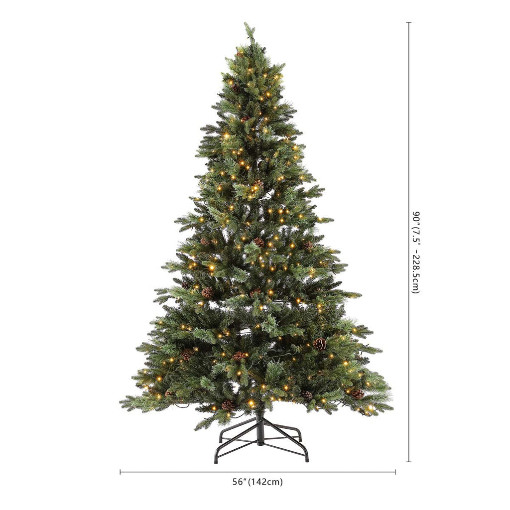 Safavieh 7.5 Ft Pre-Lit Artificial Christmas Tree, FXP2017 - Green