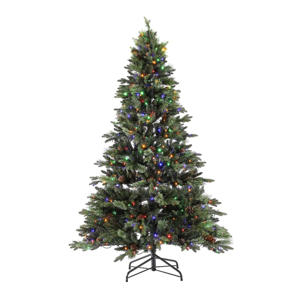 Safavieh 7.5 Ft Pre-Lit Artificial Christmas Tree, FXP2017 - Green