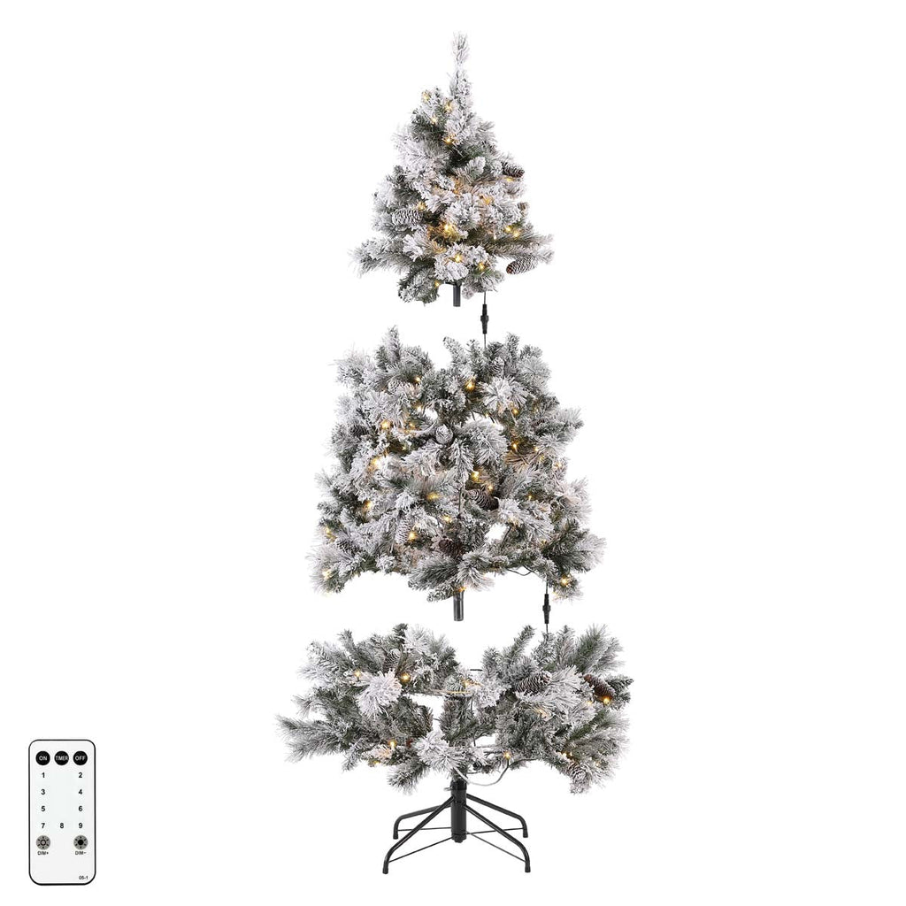 Safavieh 5.5 Ft Pre-Lit Artificial Christmas Tree, FXP2019 - White / Green