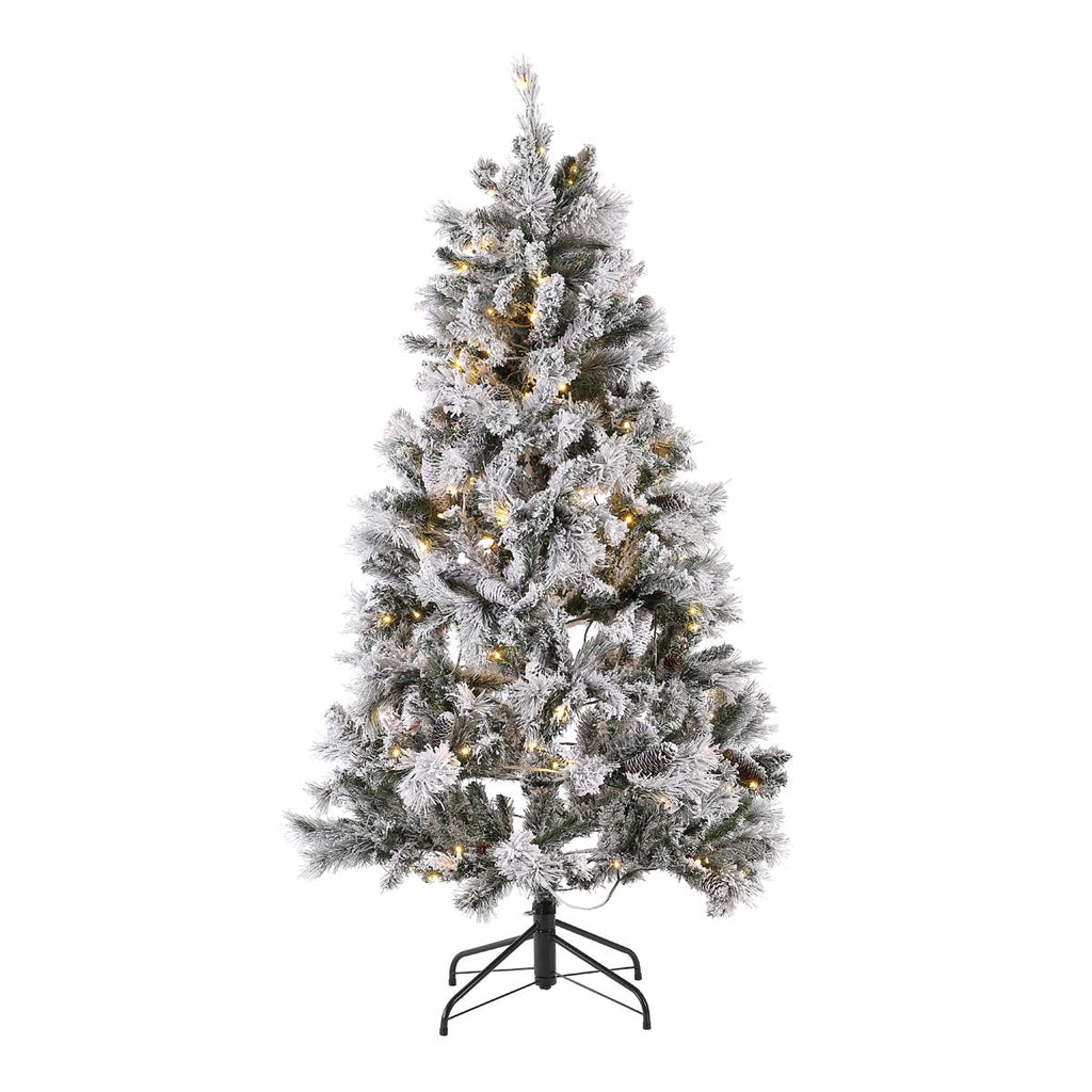 Safavieh 5.5 Ft Pre-Lit Artificial Christmas Tree, FXP2019 - White / Green