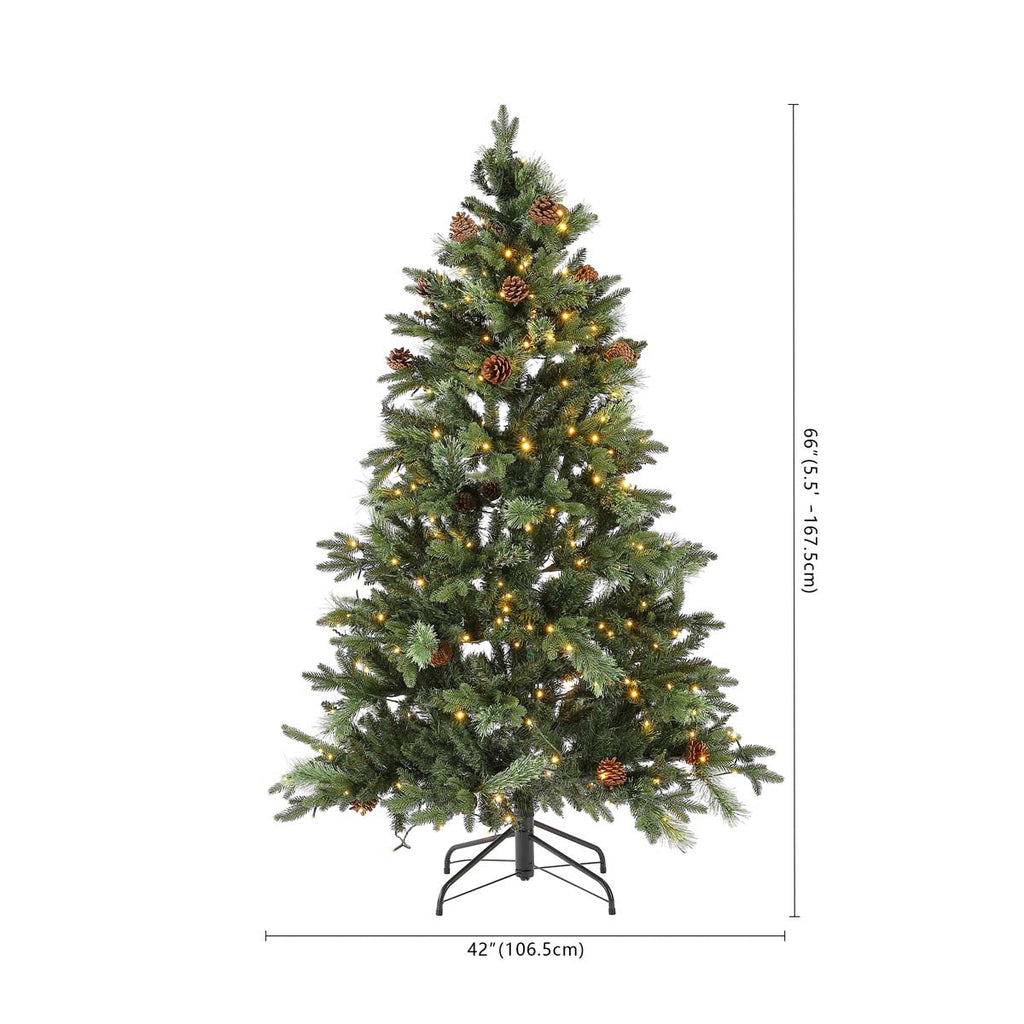 Safavieh 5.5 Ft Pre-Lit Artificial Christmas Tree, FXP2020 - Green