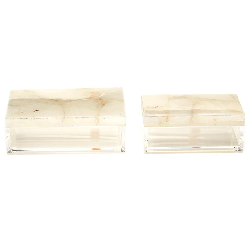 Two's Company White Quartz Boxes (set of 2)