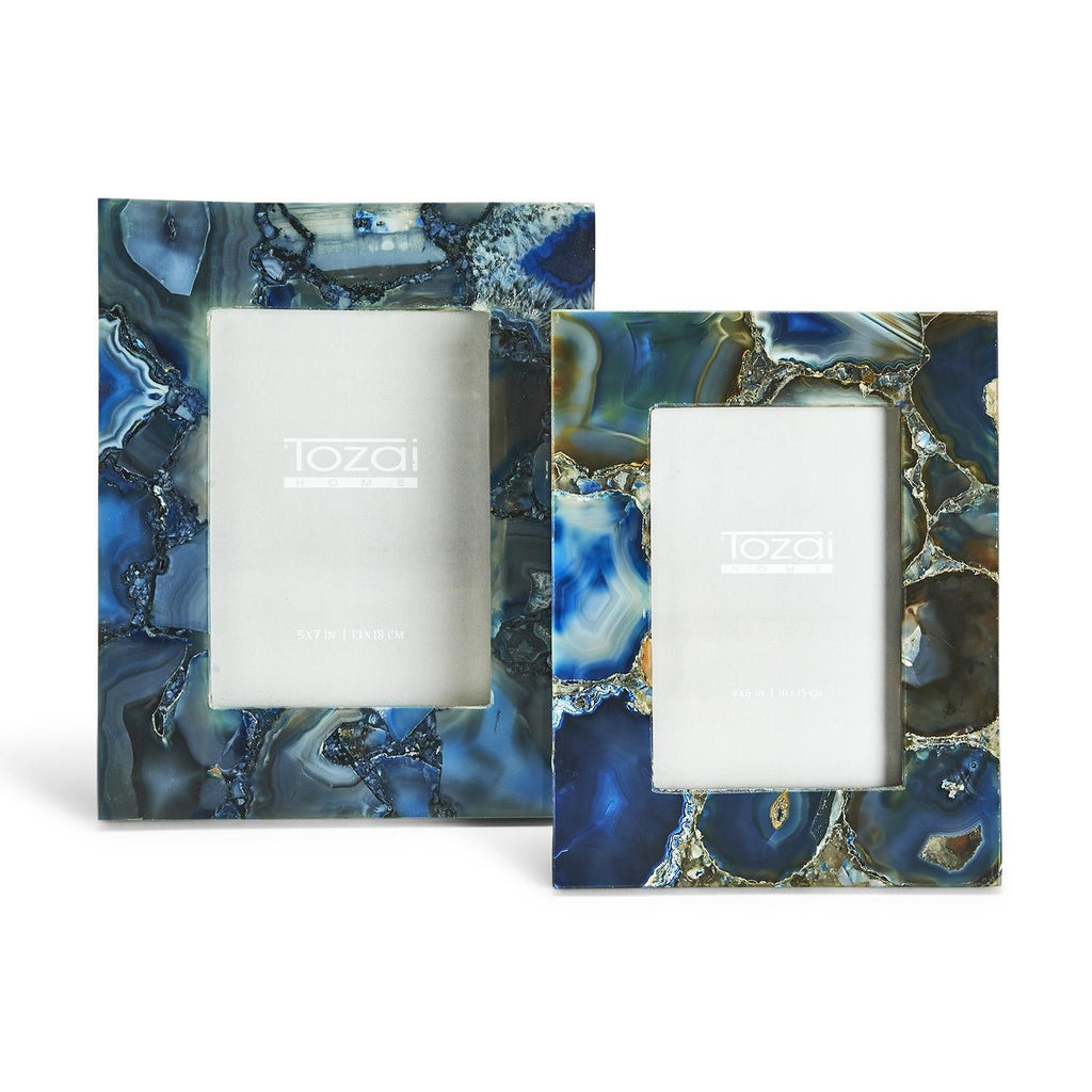 Two's Company S/2 Blue Agate Photo Frames Incl 2 Sizes