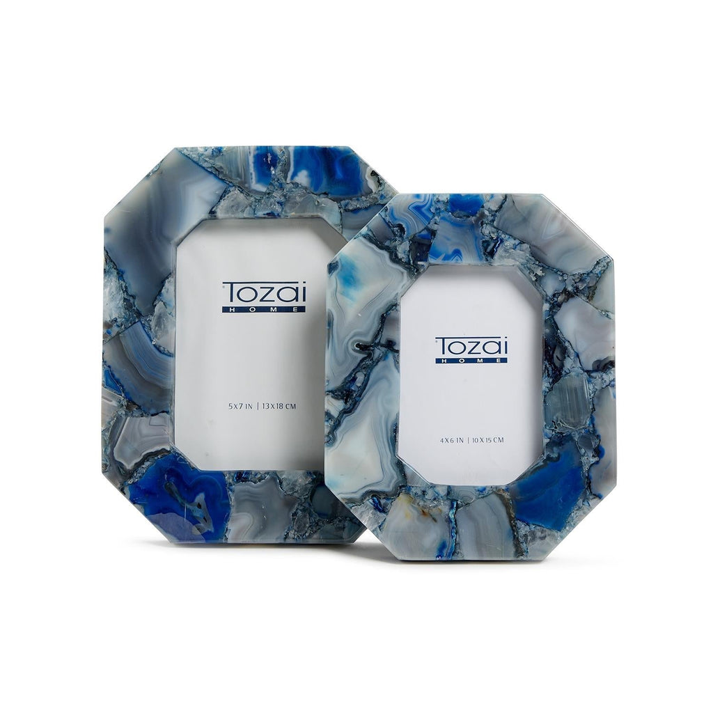 Blue Agate Set of 2 Octagon Photo Frame in Gift Box