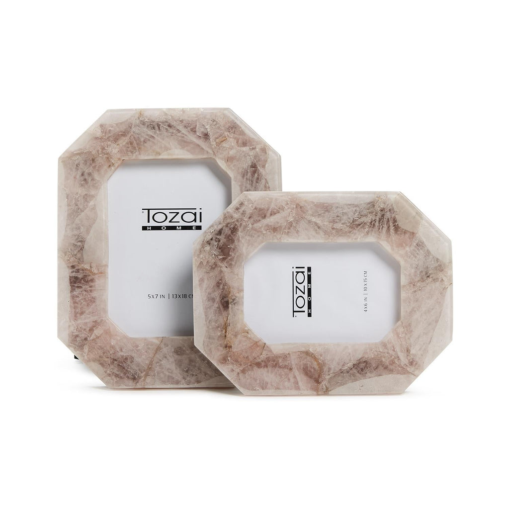 Pink Quartz Set of 2 Octagon Photo Frame in Gift Box