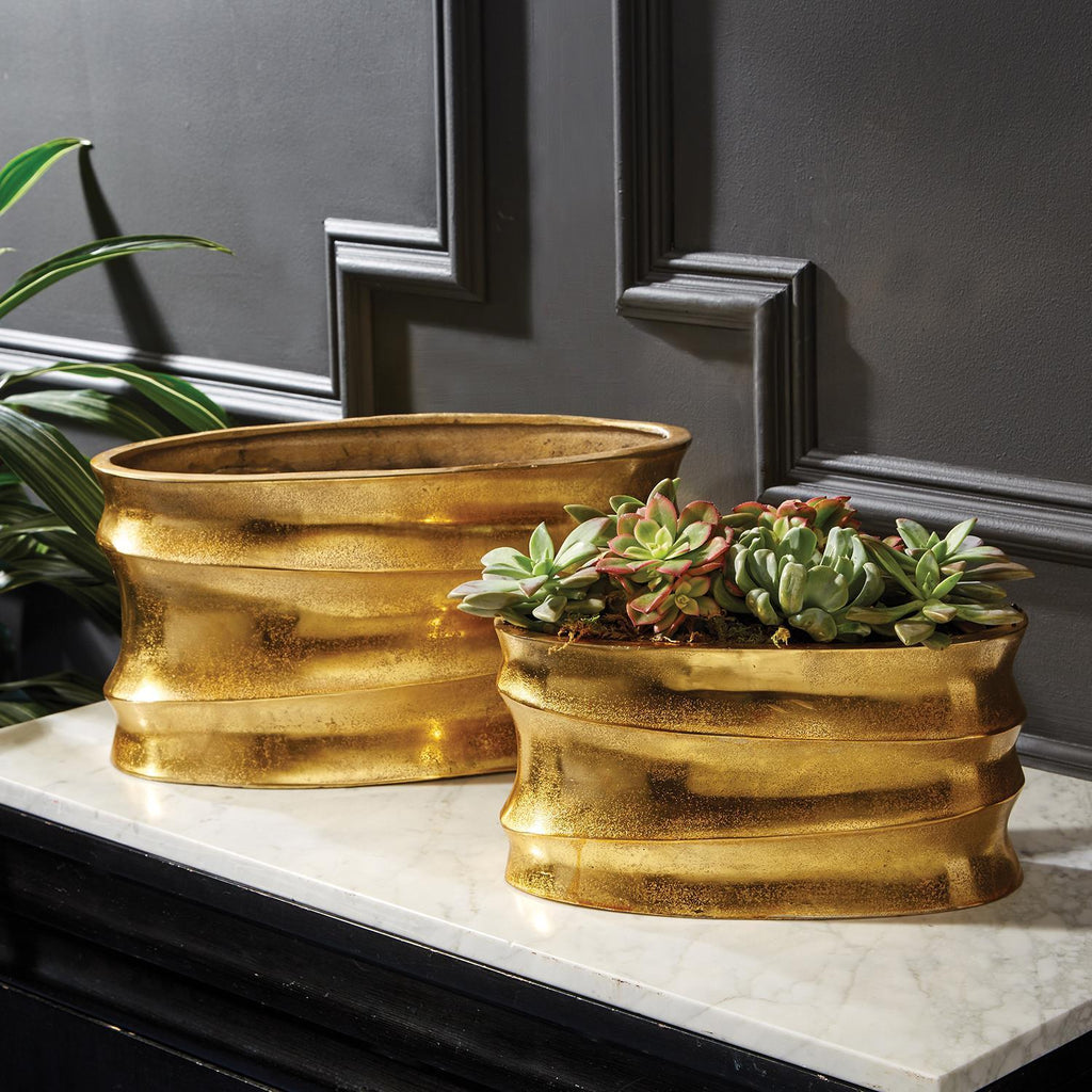 Two's Company Golden Wave Planters (set of 2)