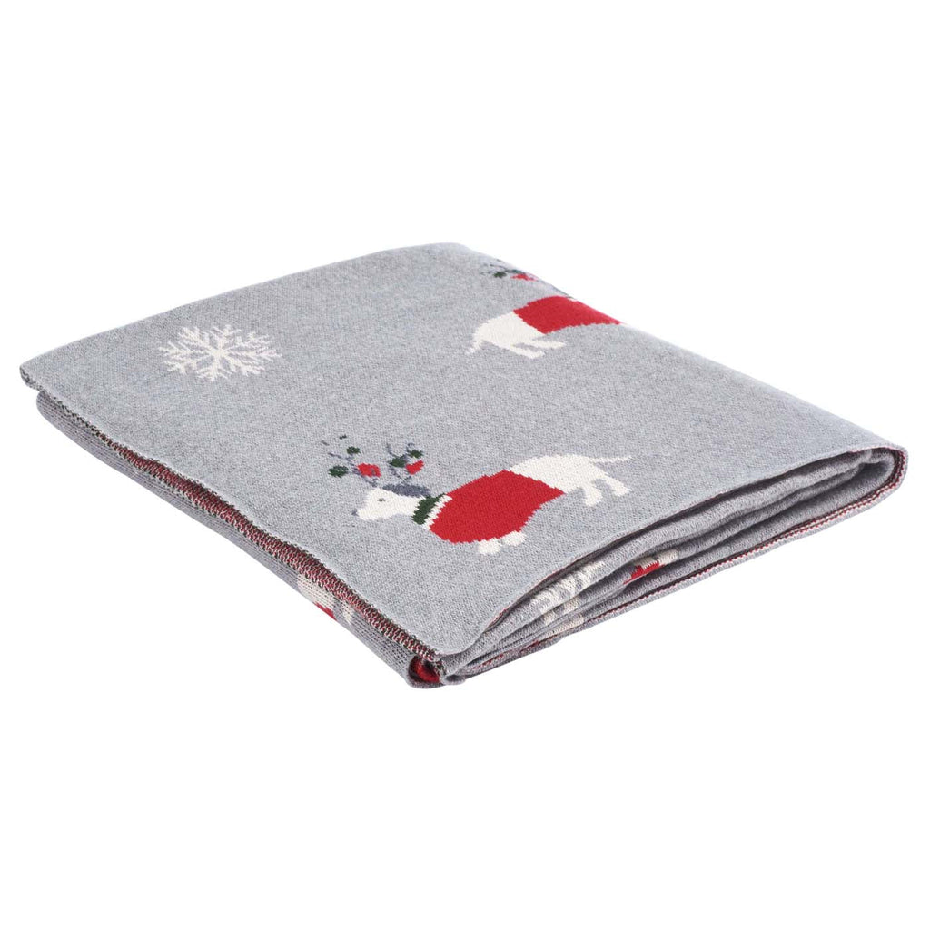 Safavieh Sleighbells Throw Blanket , HOL2012 - Grey / Red