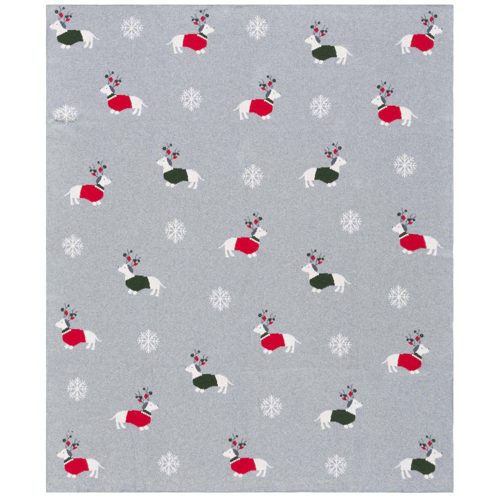 Safavieh Sleighbells Throw Blanket , HOL2012 - Grey / Red