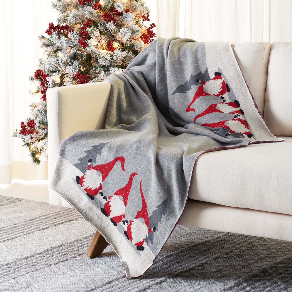 Safavieh Elves Throw Blanket , HOL2013 - Grey / Red