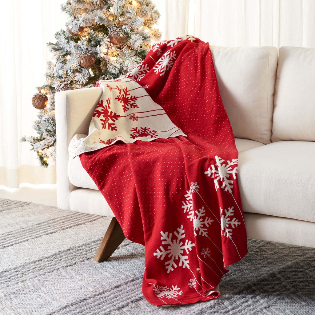 Safavieh Frosty Throw Blanket , HOL2015 - Red / White