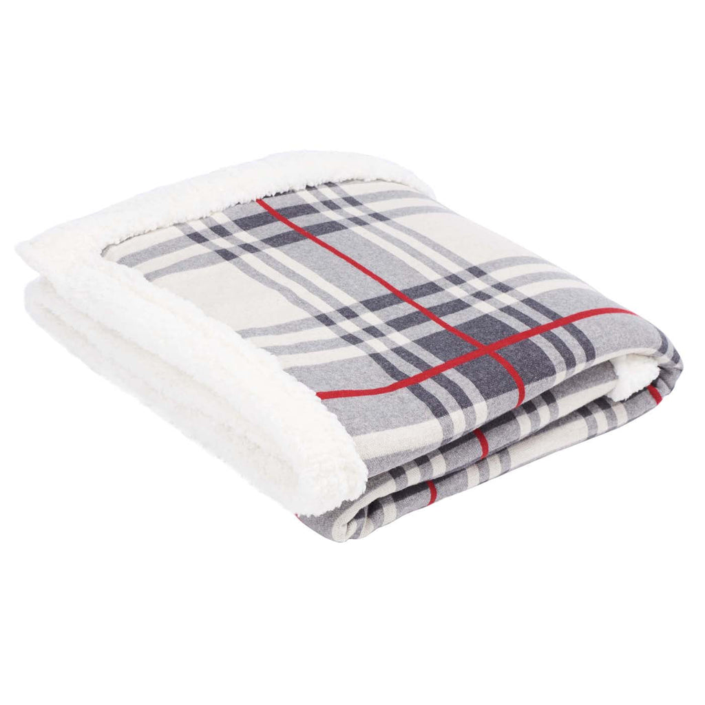 Safavieh Ribbon Throw Blanket , HOL2017 - Grey / Red