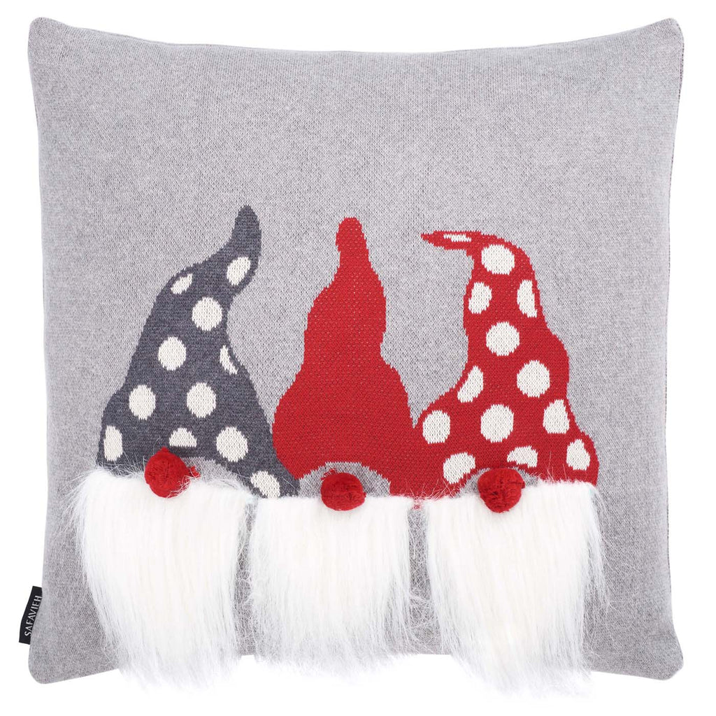 Safavieh Trio Elves Pillow , HOL3010 - Grey / Red