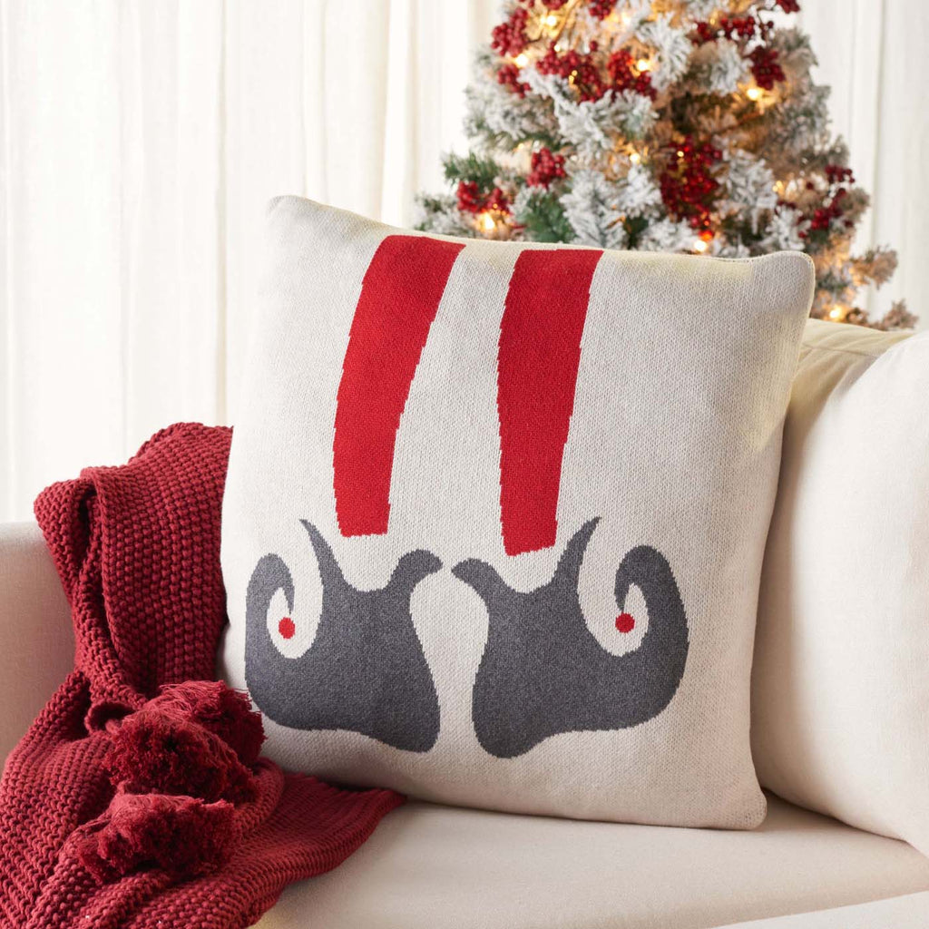 Safavieh Santa'S Helper Pillow , HOL3016 - Red / Beige