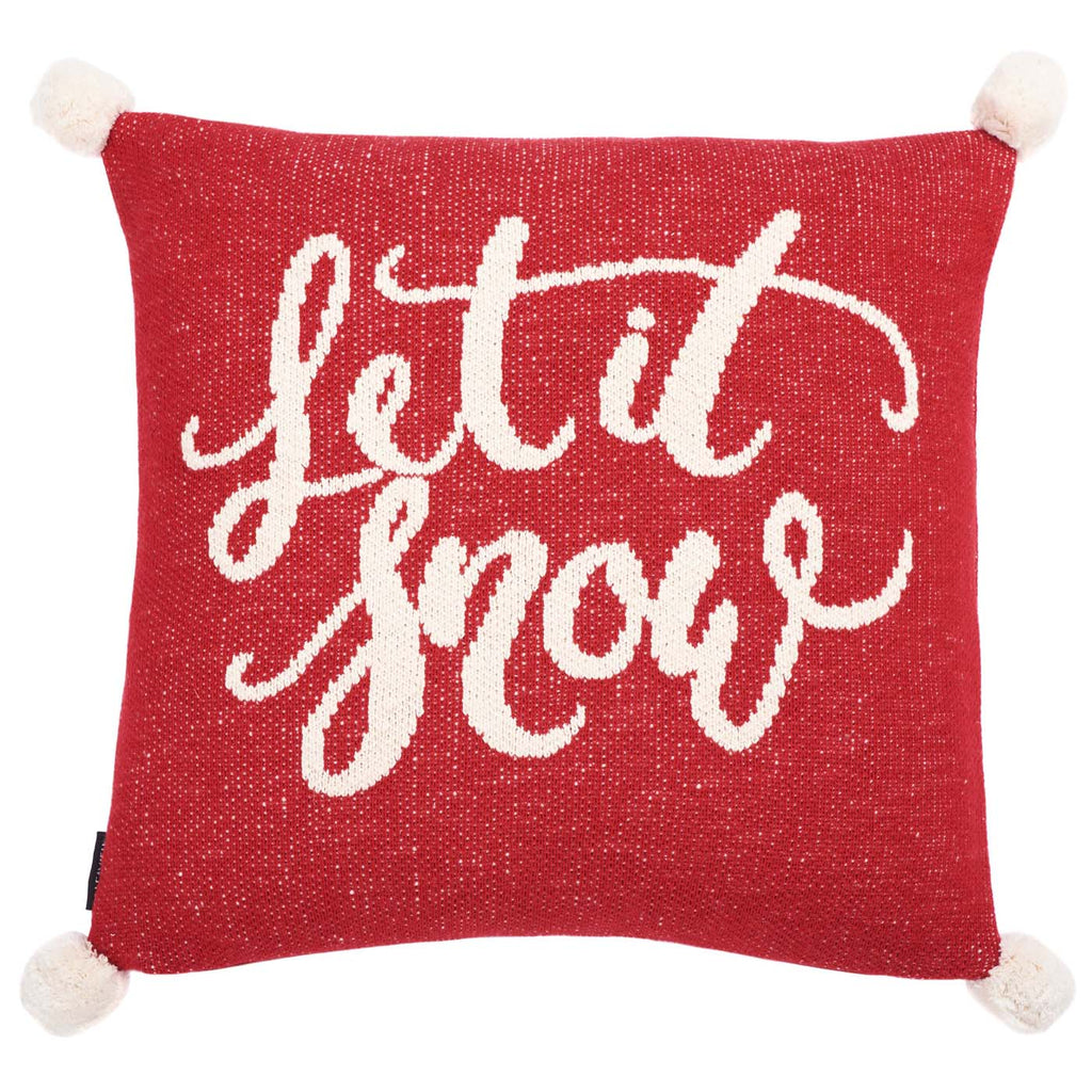 Safavieh Let It Snow Holiday Pillow , HOL3018 - Red / White