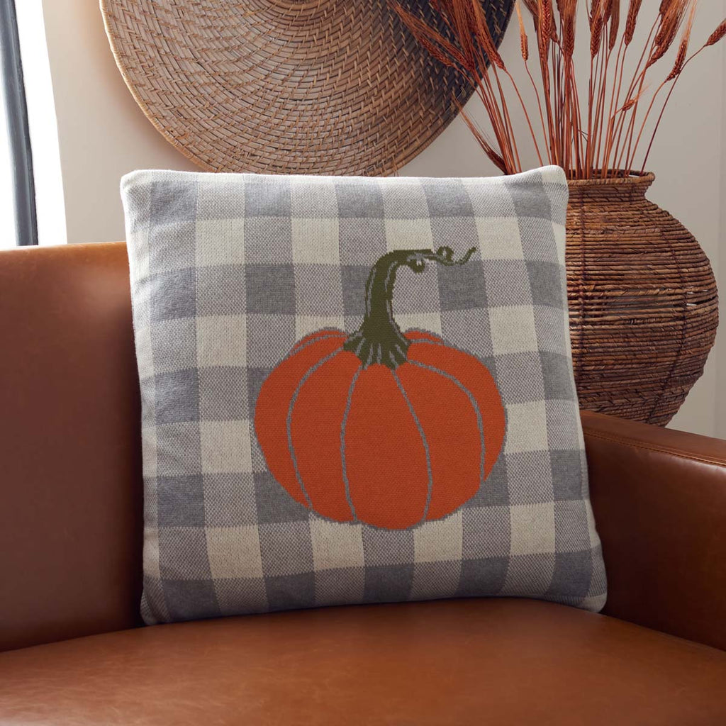 Safavieh Fall Pumpkin Pillow , HOL3203 - Grey / Orange