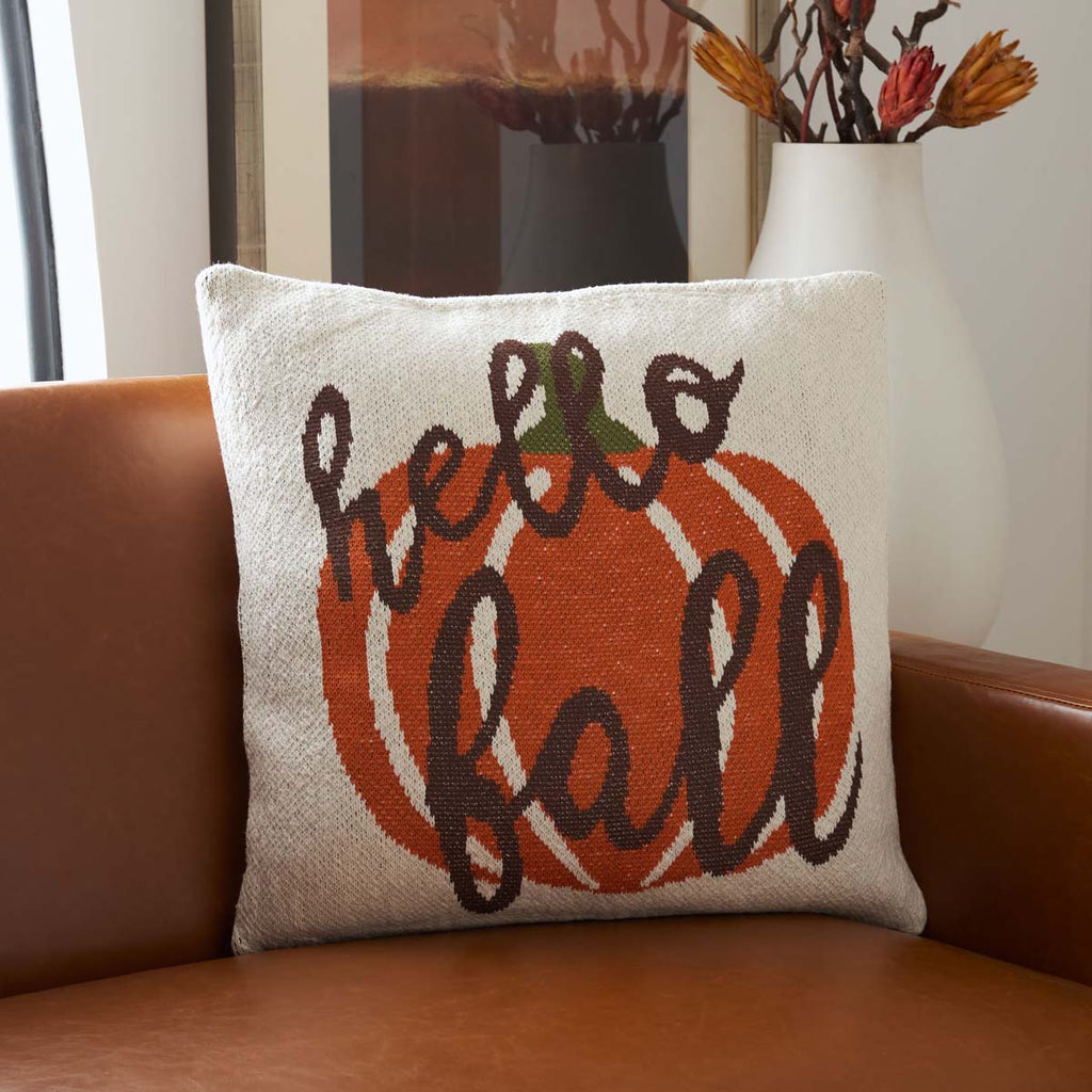 Safavieh Hello Fall Pillow , HOL3204 - Beige / Orange