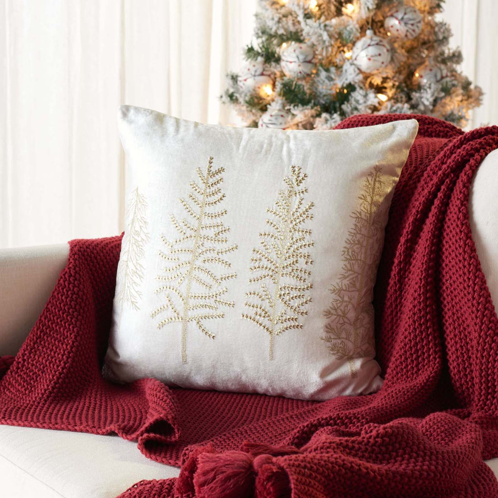 Safavieh Seasons Tree Pillow , HOL4000 - White / Gold