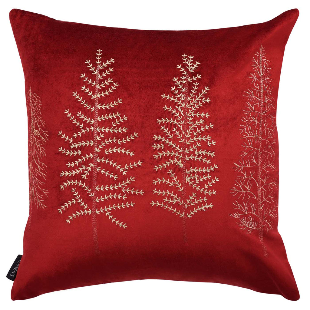 Safavieh Seasons Tree Pillow , HOL4000 - Red / Gold