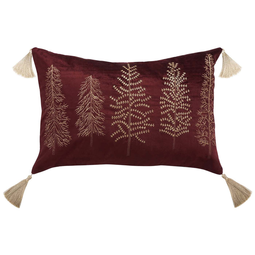 Safavieh Holiday Tree Pillow , HOL4001 - Maroon / Gold