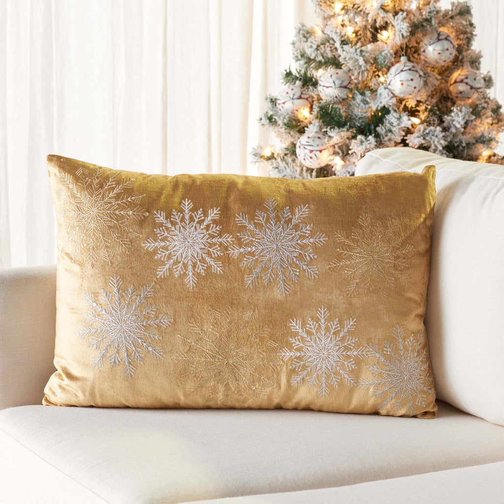 Safavieh Cinthia Snowflake Pillow , HOL4002 - Gold / Silver