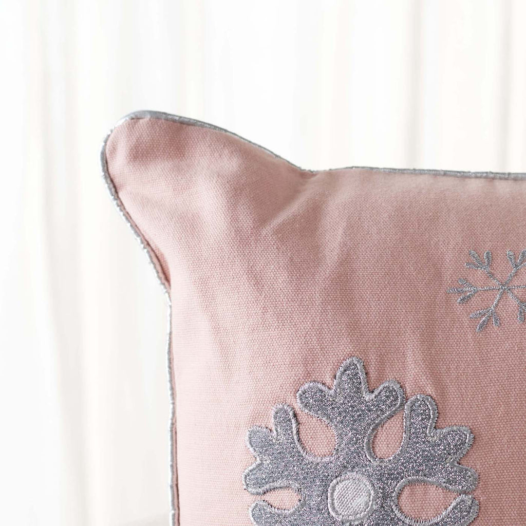 Safavieh Sunderland Snowflake Pillow , HOL4010 - Silver / Pink