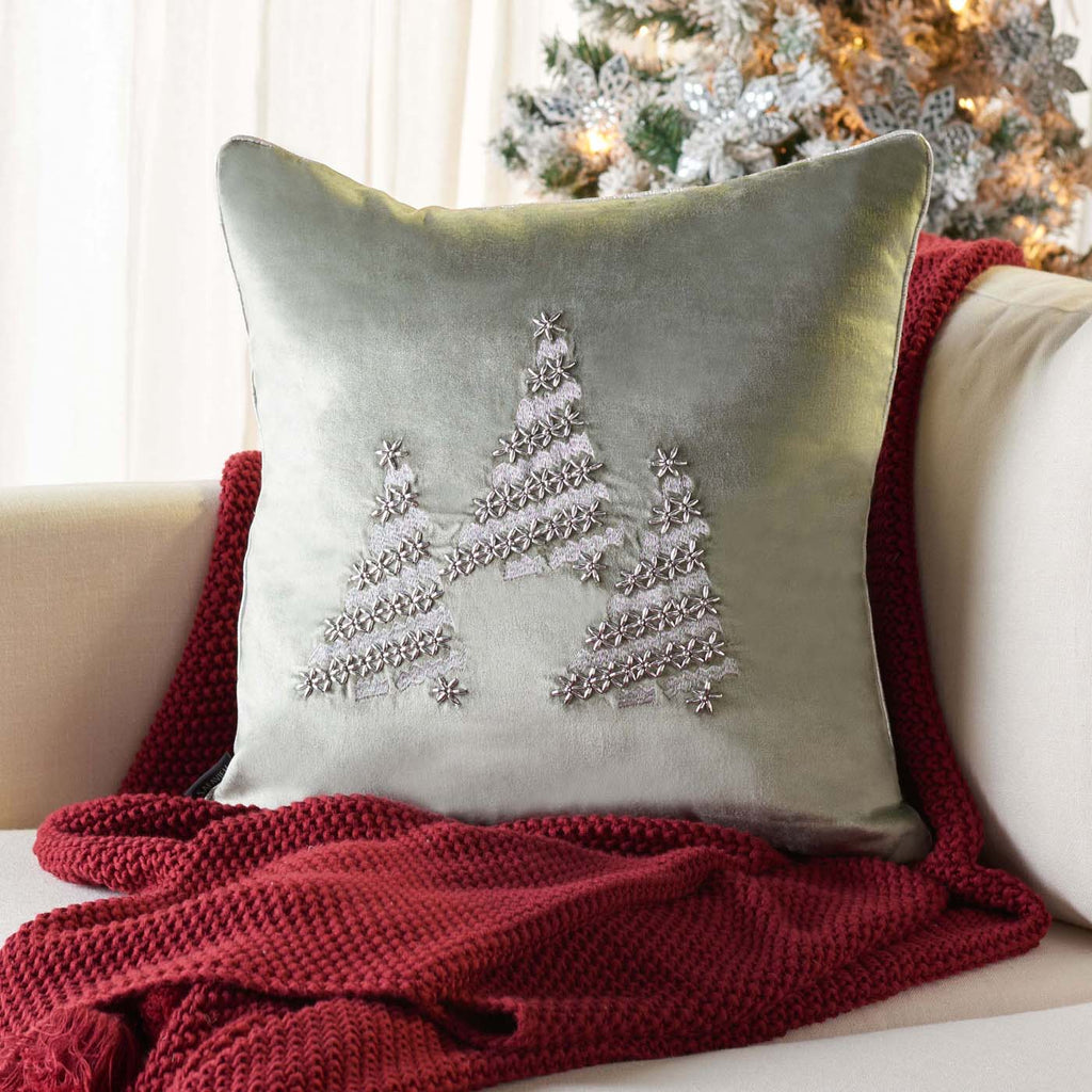 Safavieh Winter Tree Pillow , HOL4012 - Silver