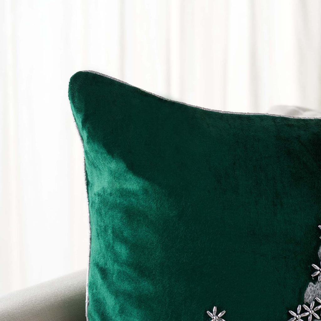 Safavieh Winter Tree Pillow , HOL4012 - Green / Silver