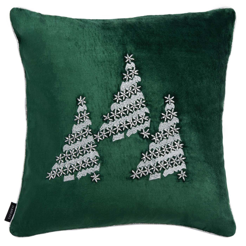 Safavieh Winter Tree Pillow , HOL4012 - Green / Silver