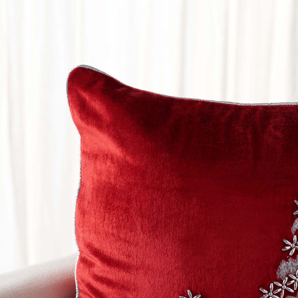 Safavieh Winter Tree Pillow , HOL4012 - Red / Silver