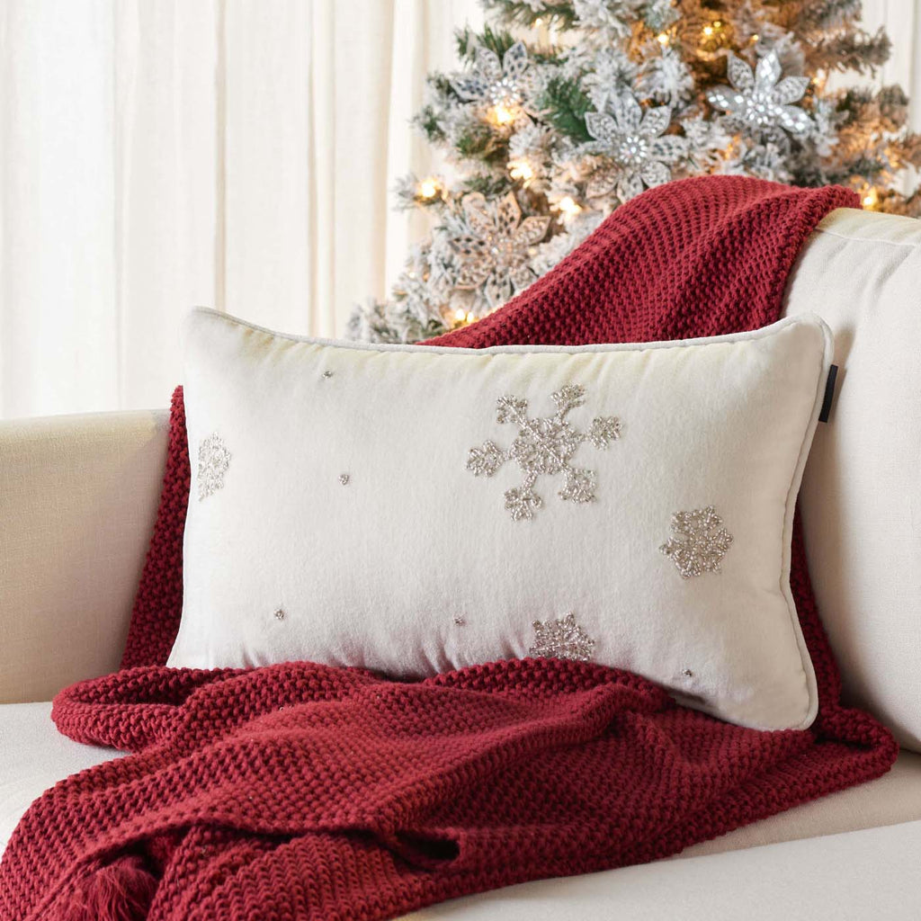 Safavieh Falling Snow Pillow , HOL4013 - White / Silver