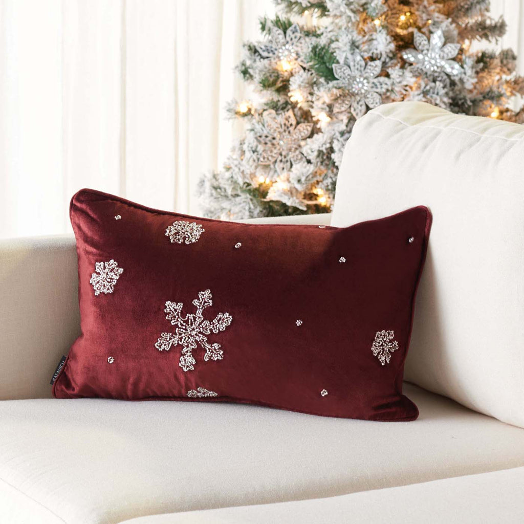 Safavieh Falling Snow Pillow , HOL4013 - Maroon