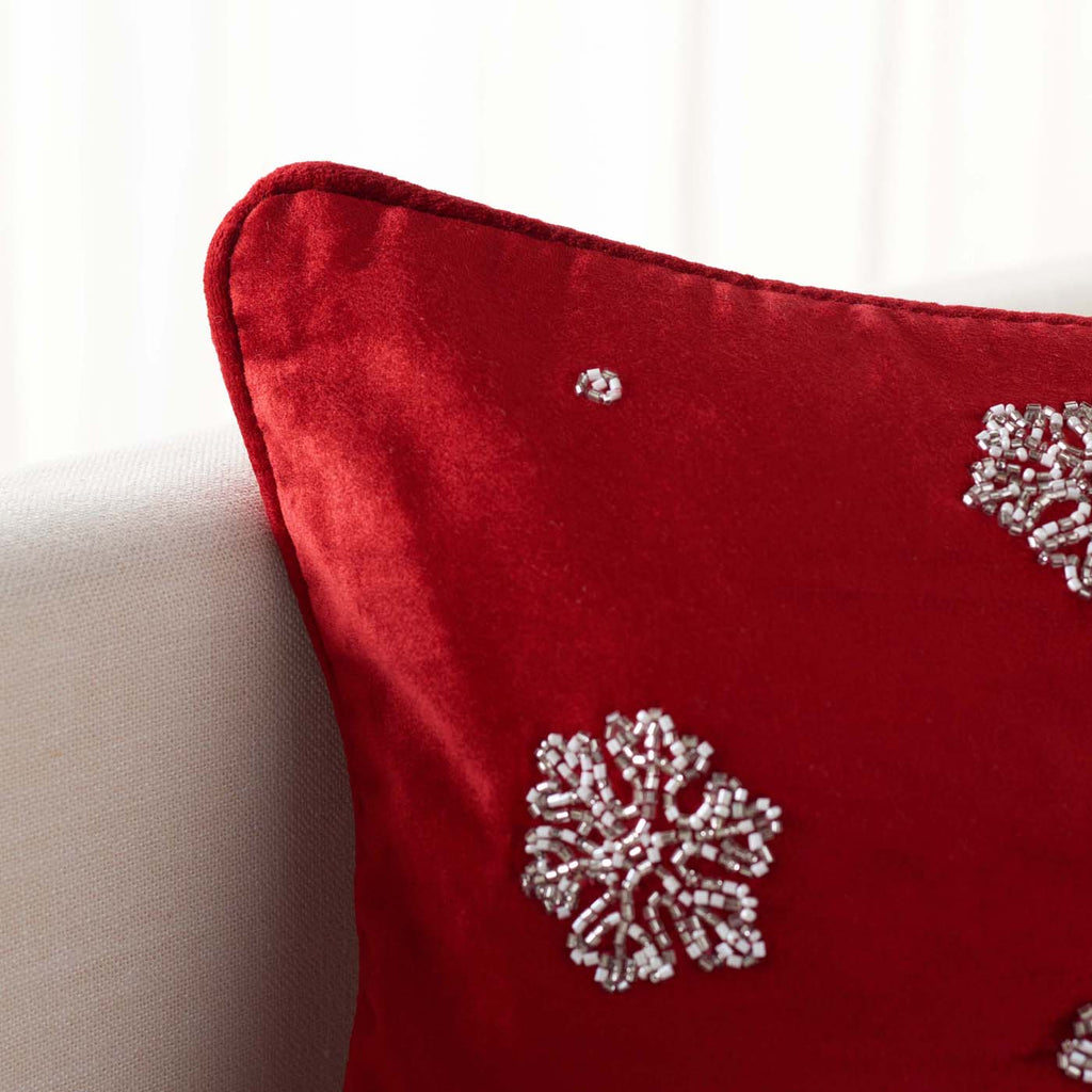 Safavieh Falling Snow Pillow , HOL4013 - Red / Silver