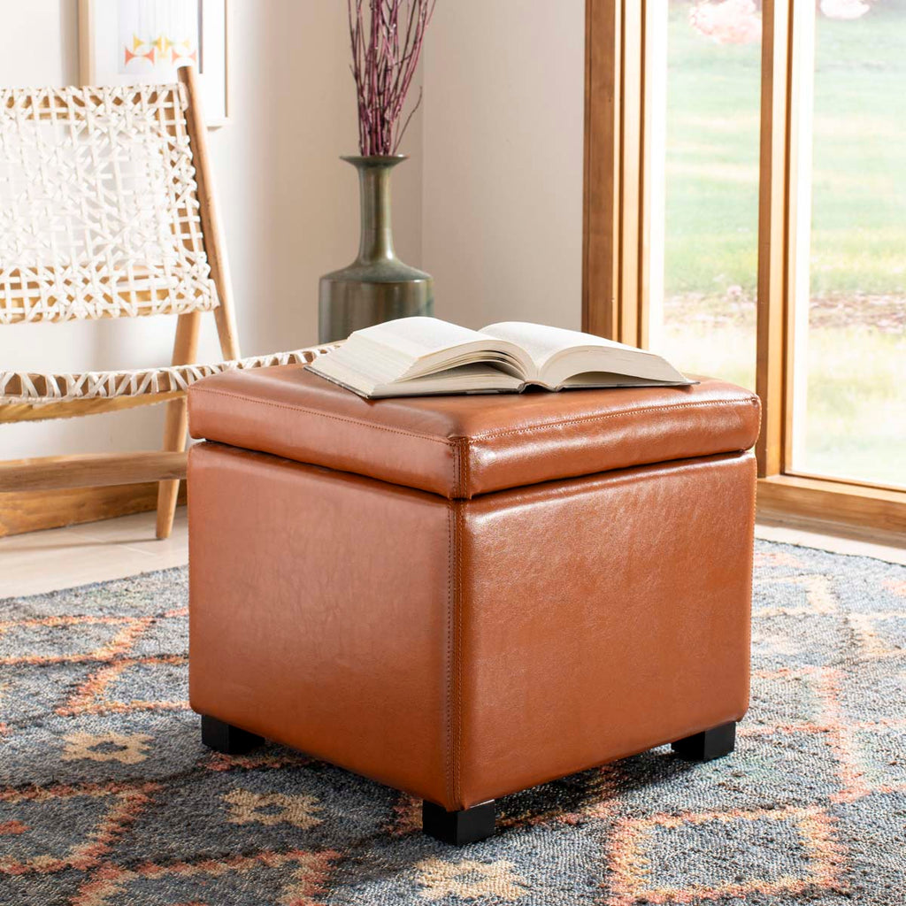 Safavieh Jonathan Flip Top Ottoman - Saddle