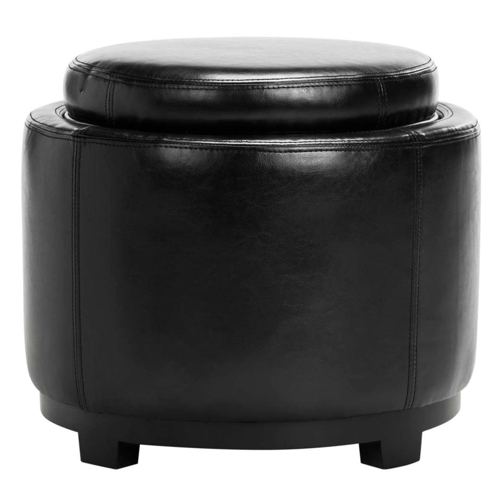 Safavieh Round Storage Tray Ottoman - Black