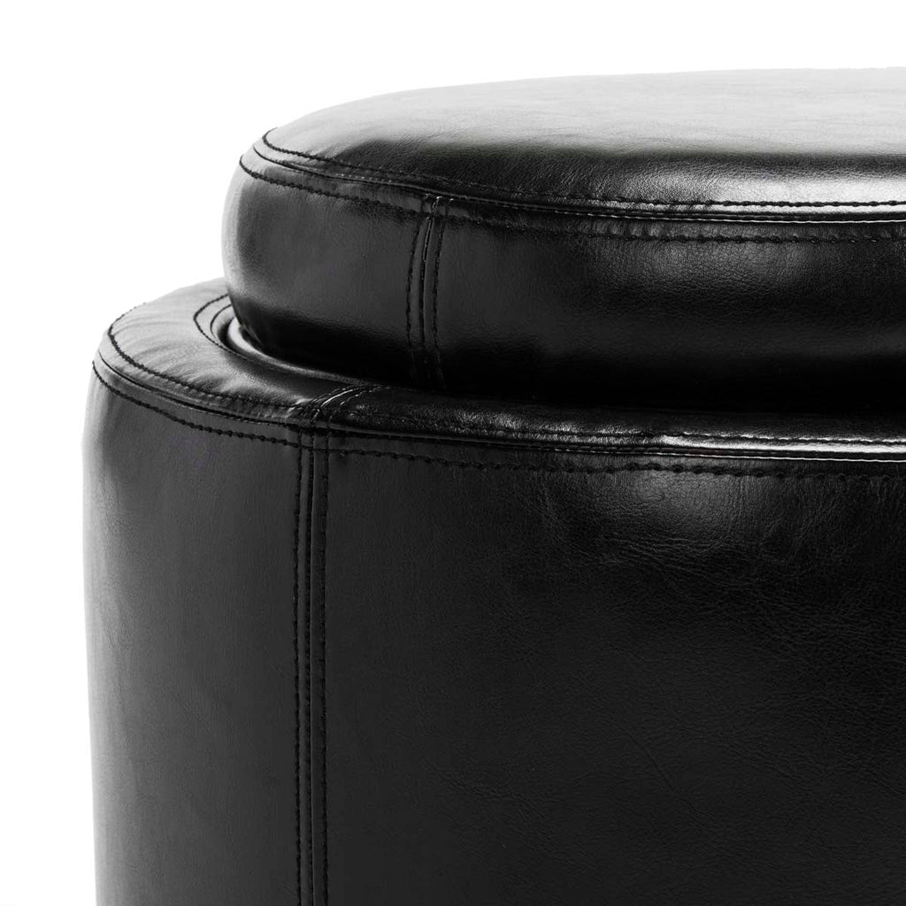 Safavieh Round Storage Tray Ottoman - Black