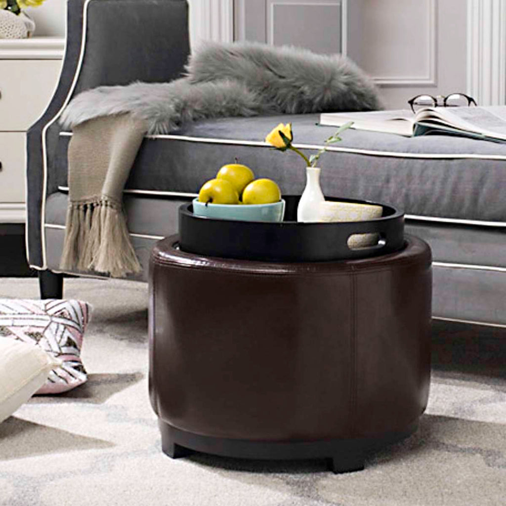 Safavieh Round Storage Tray Ottoman - Cordavan