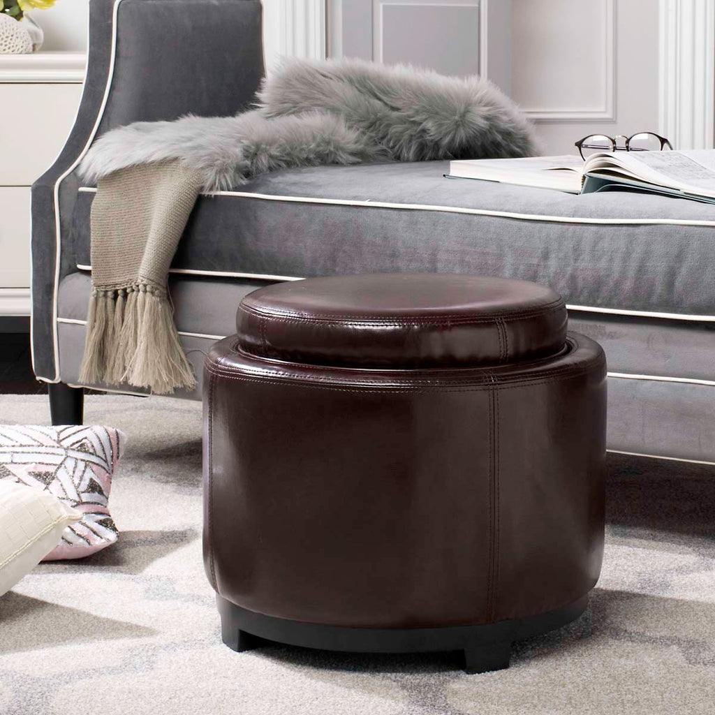 Safavieh Round Storage Tray Ottoman - Cordavan
