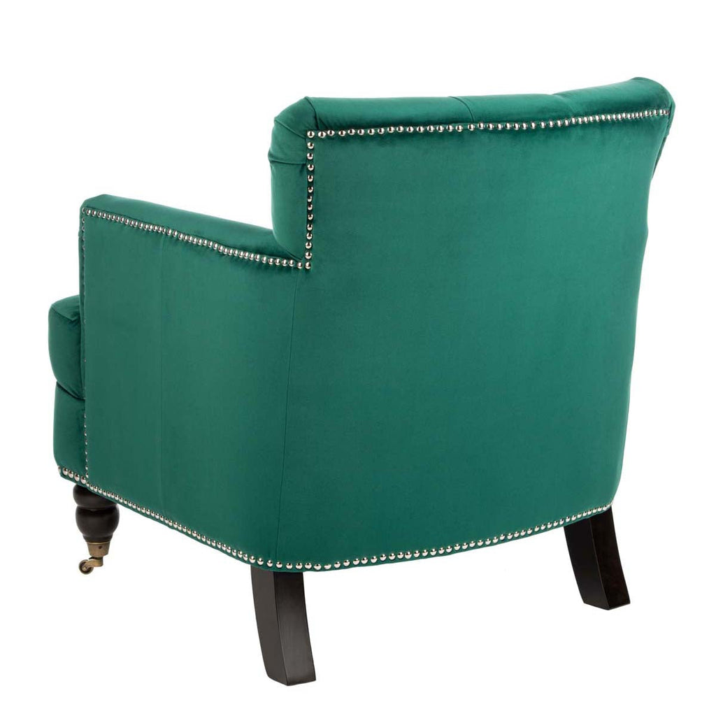 Safavieh Colin Tufted Club Chair - Emerald / Espresso