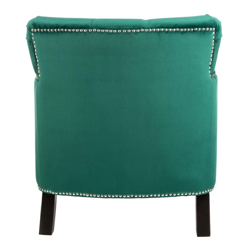 Safavieh Colin Tufted Club Chair - Emerald / Espresso