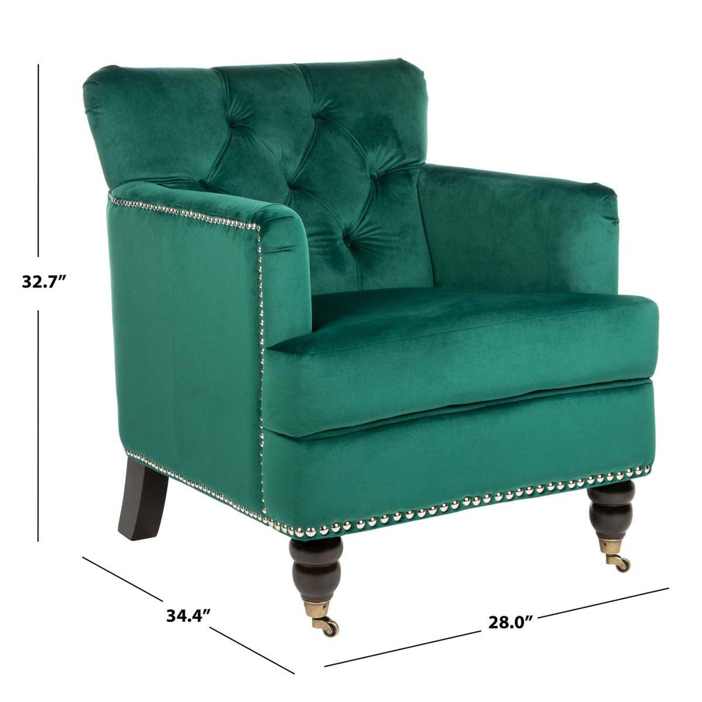 Safavieh Colin Tufted Club Chair - Emerald / Espresso