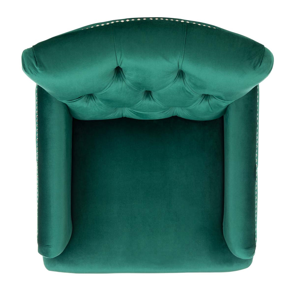 Safavieh Colin Tufted Club Chair - Emerald / Espresso