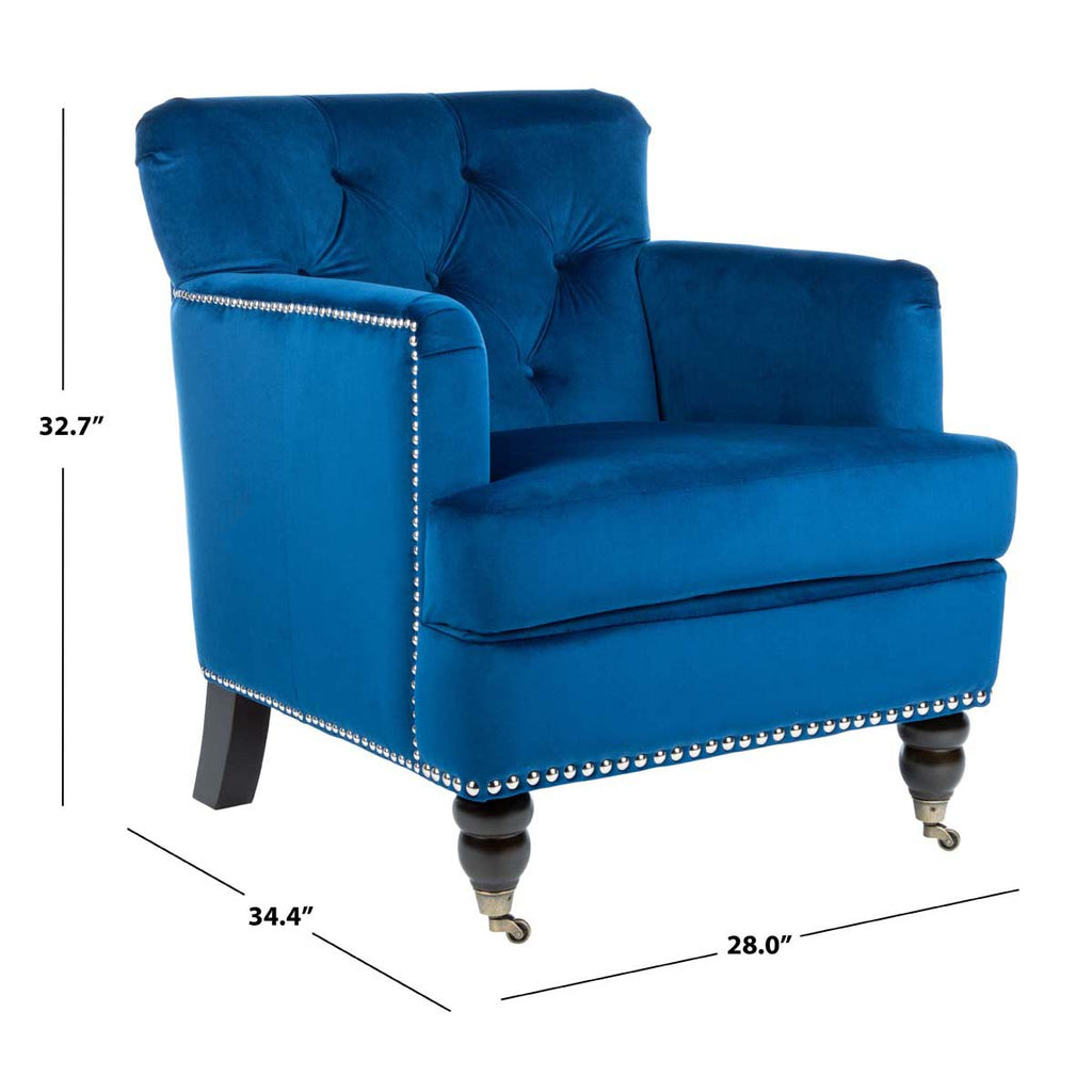 Safavieh Colin Tufted Club Chair - Navy / Espresso