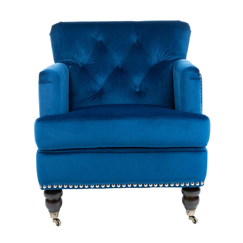 Safavieh Colin Tufted Club Chair - Navy / Espresso