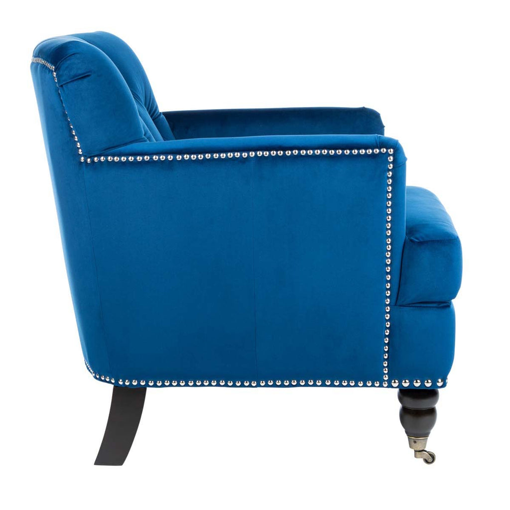 Safavieh Colin Tufted Club Chair - Navy / Espresso